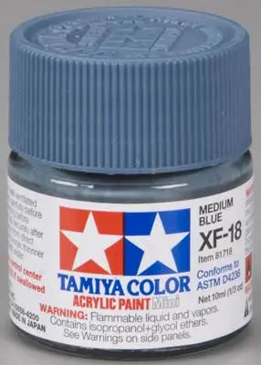 Tamiya Acrylic Mini Xf-18 Medium Blue 1/3 Oz (Tam81718) 1