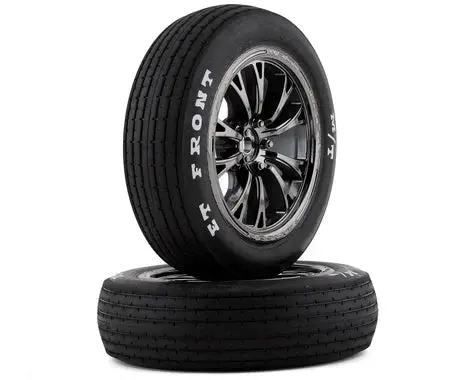 Traxxas Drag Slash Front Pre-Mounted Tires (Black Chrome) (2) W/Weld Wheels & 12Mm Hex   (Tra9474x) 1