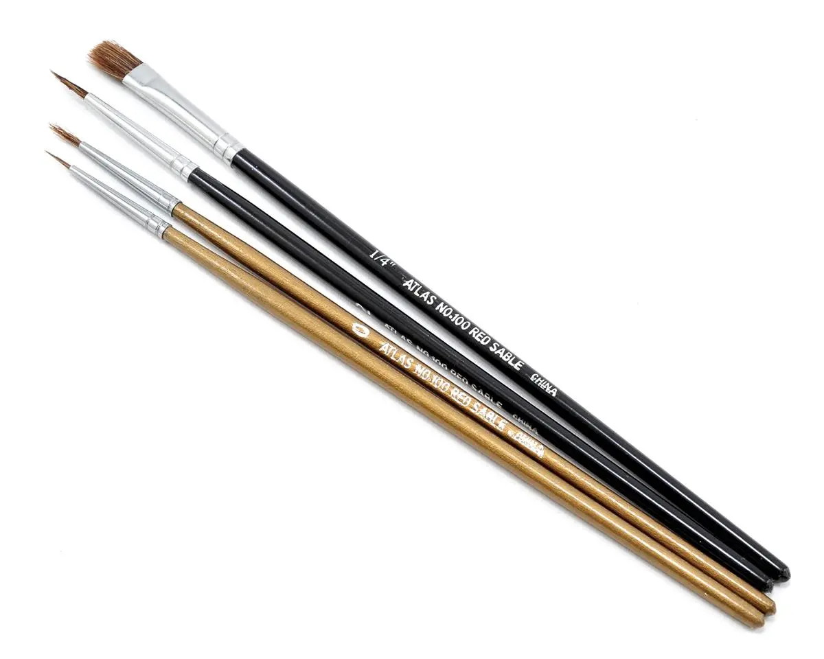 Atlas Brush Camel/Sable Round & Flat Brush Set (4)  (Abs100-4Ps) 1