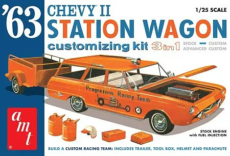 Amt 1963 Chevy Ii Station Wagon W/Trailer  (Amt1201) 1