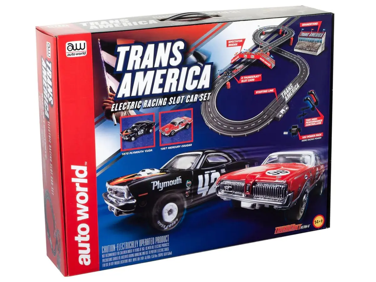 Auto World Trans America 10' Ho Slot Car Set    (Awdsrs326) 1