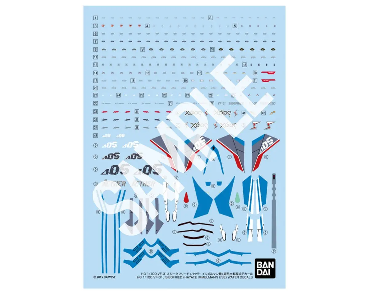 Bandai Hg 1/100 Vf-31J Siegfried "Macross Delta" Waterslide Decal Sheet (Hayate Use)   (Bas2809258) 1