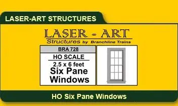 Branchline Window 6-Pane, 30 X 72" Pkg(6) Ho Scale (Bra728) 1