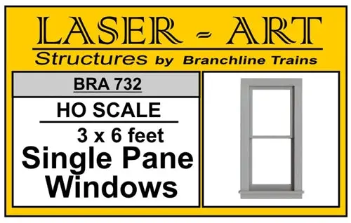 Branchline Window Single-Pane, 36 X 72" Pkg(6) Ho Scale (Bra732) 1