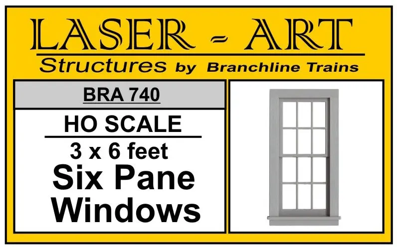 Branchline Window 6-Pane, 36 X 72" Pkg(6) Ho Scale (Bra740) 1