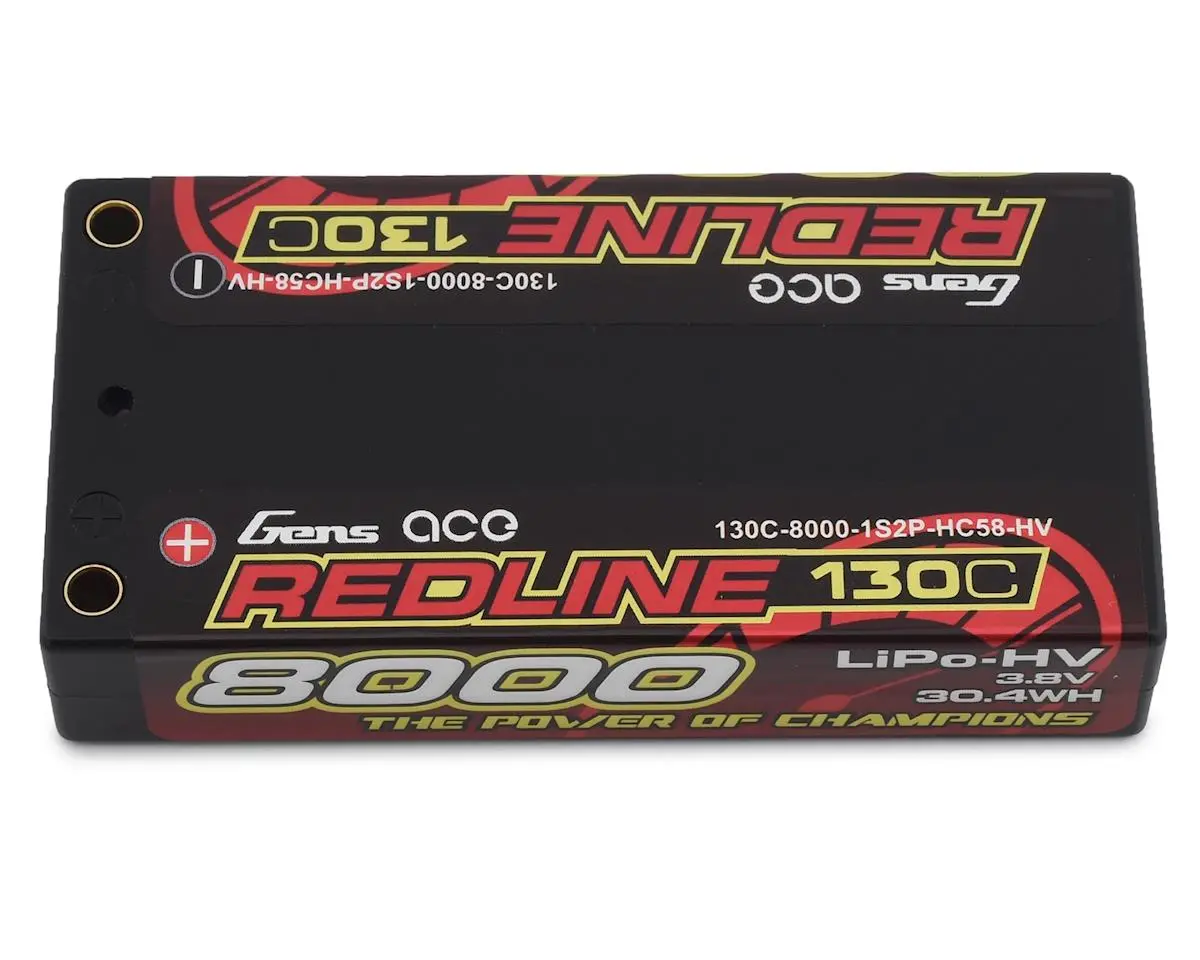 Gens Ace Redline 1S Lihv Lipo Shorty Battery 130C W/4Mm Bullets (3.8V/8000Mah)   (Gea80001s13d4) 1