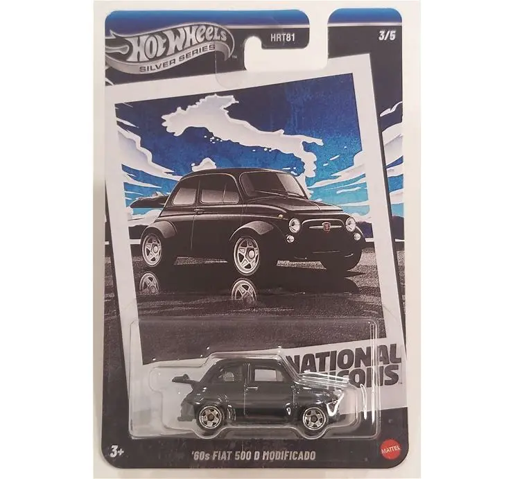 Mattel Hot Wheels® Vintage Silver Series'60s Fiat 500D Modificado 3/5 Hot Wheels 2025 Jby88 National Icons 1