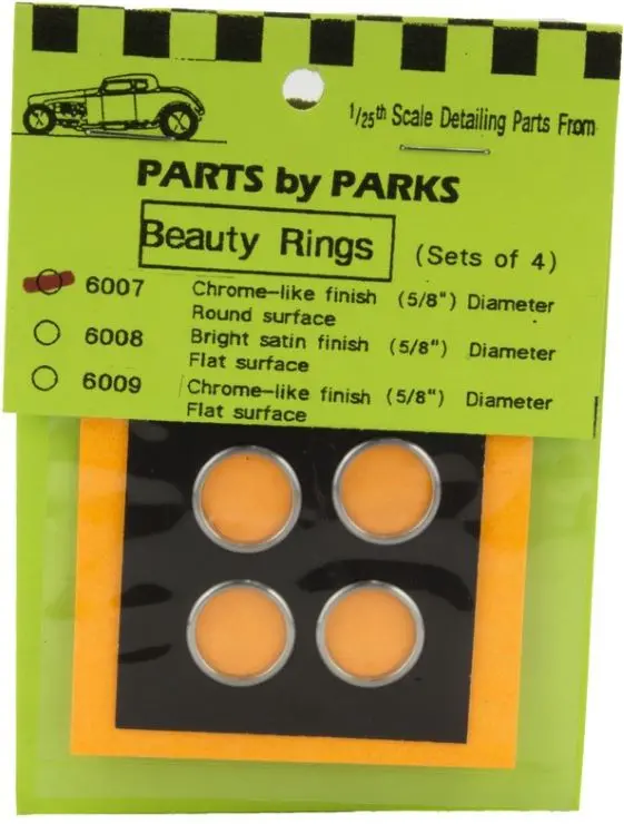 Parts By Parks 1/24-1/25 Beauty Rings 5/8 Dia. Round Surface (Chrome Finish) (4)   (Pbp6007) 1