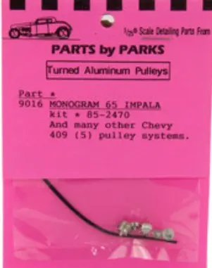 Parts By Parks 1/24-1/25 Pulley Set 1965 Chevy & Chevy 409 (Spun Aluminum) (5)   (Pbp9016) 1