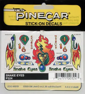 Pinecar Snake Eyes Stick-On Decal  (Pinp324) 1