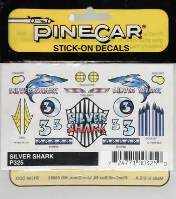 Pinecar Silver Shark Stick-On Decal  (Pinp325) 1