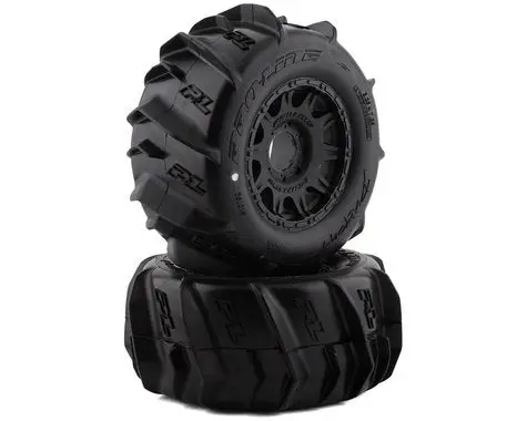 Pro-Line Dumont 3.8" Pre-Mounted Truck Tires (2) (Black) (Z3) W/Raid 8X32 Removable Hex Wheels  (Pro1019210) 1