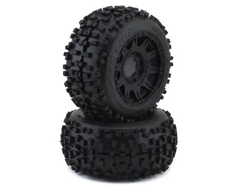 Pro-Line Badlands 3.8" Pre-Mounted Truck Tires (2) (Black) W/Raid Wheels (M2)  (Pro117810) 1