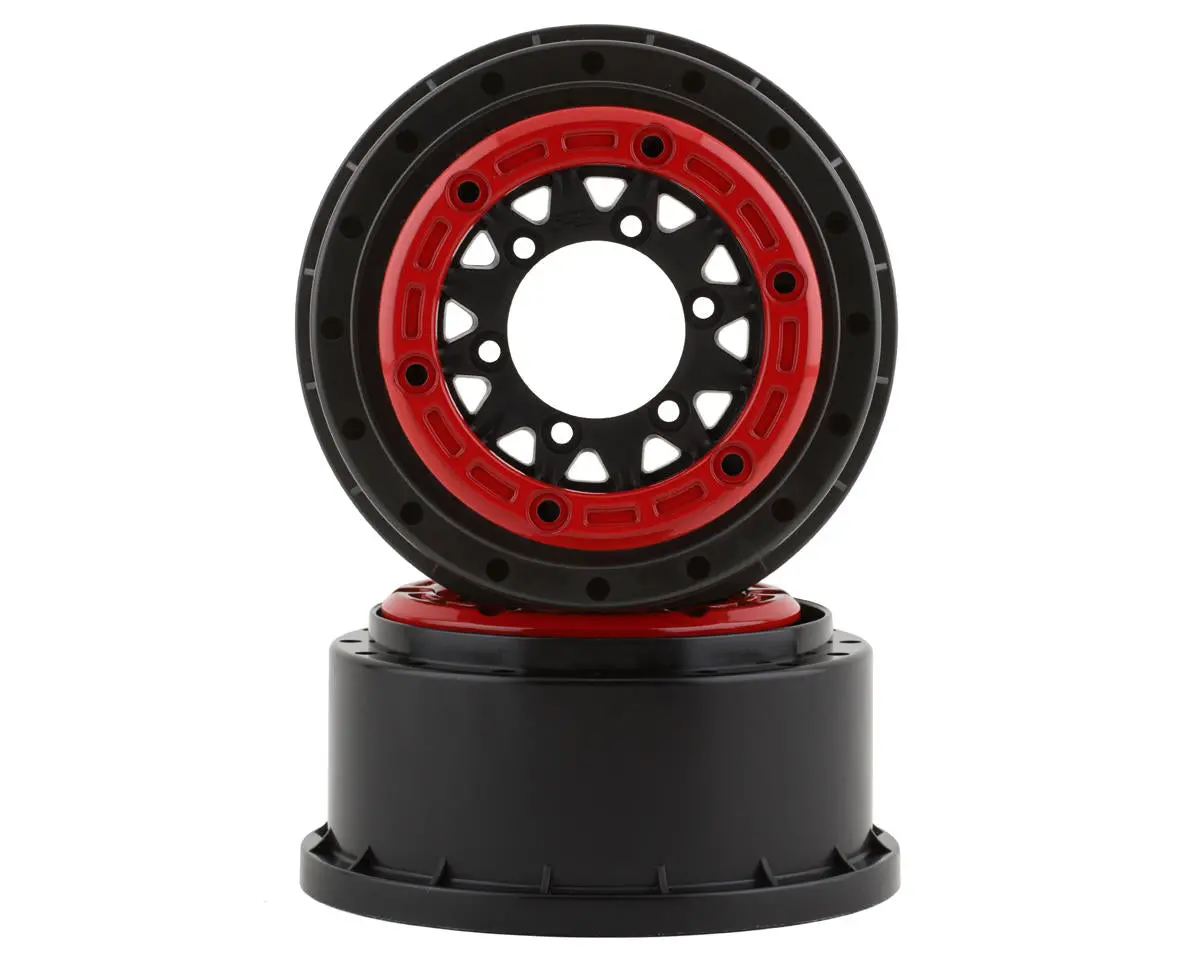 Pro-Line Raid Bead-Loc 2.2/3.0" Short Course Wheels (Red/Black) (2) W/12Mm & 14Mm Removable Hex   (Pro281104) 1