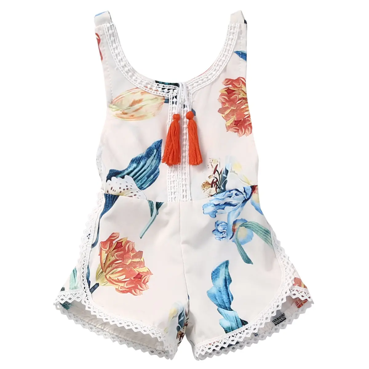 Sleeveless Flower Print Romper 1