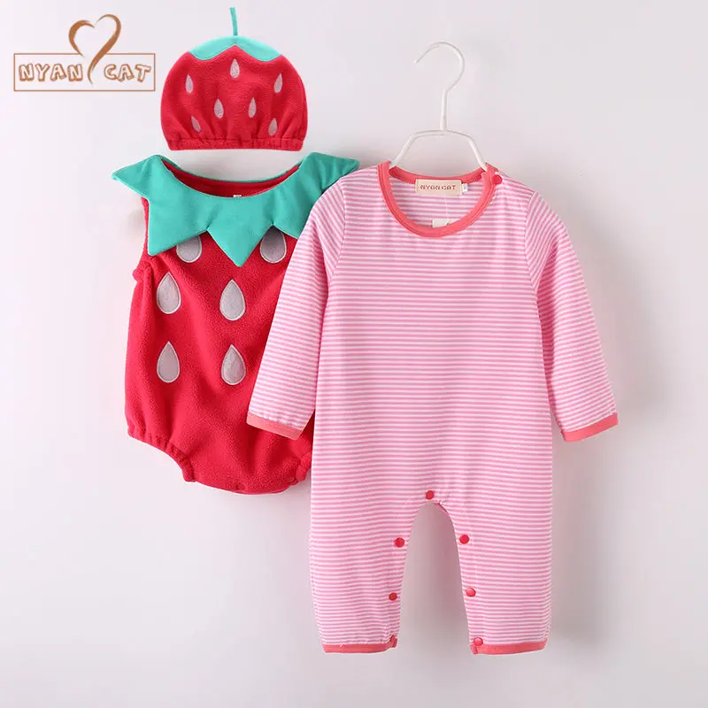 Strawberry Costume Full Sleeve Baby Girl Romper 1