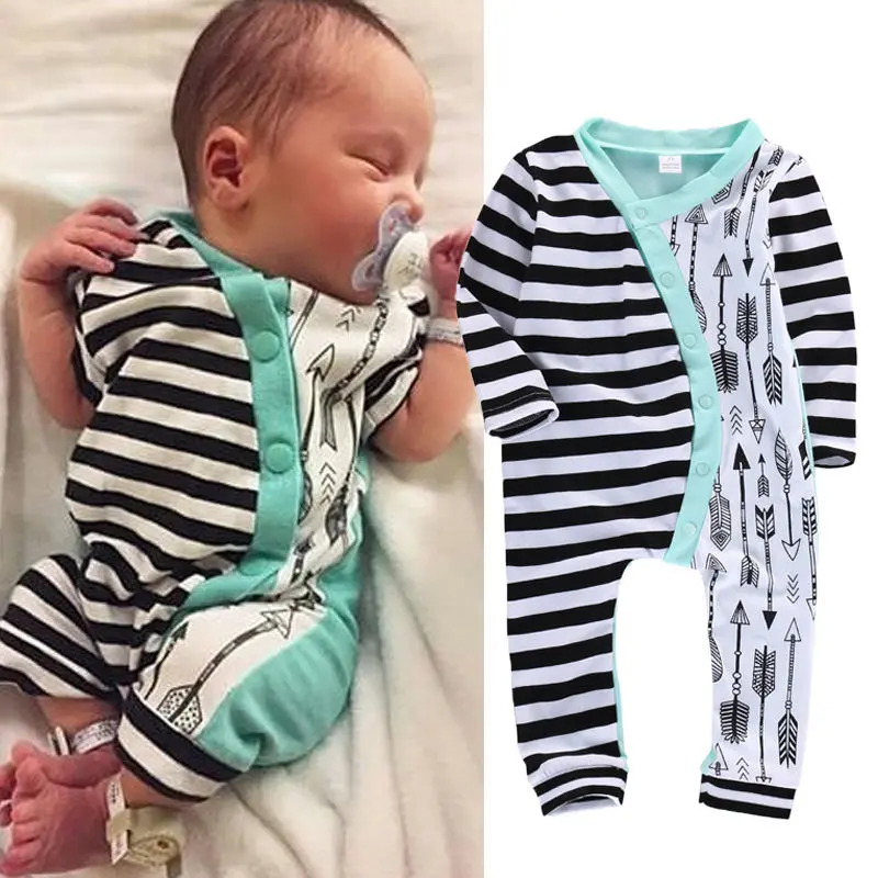 Long Sleeve Stripe Cute Romper 1