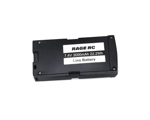 Rage Rc  2S 7.4V 3000 Mah Battery W/ Case; Stinger Gps  (Rgr4465) 1