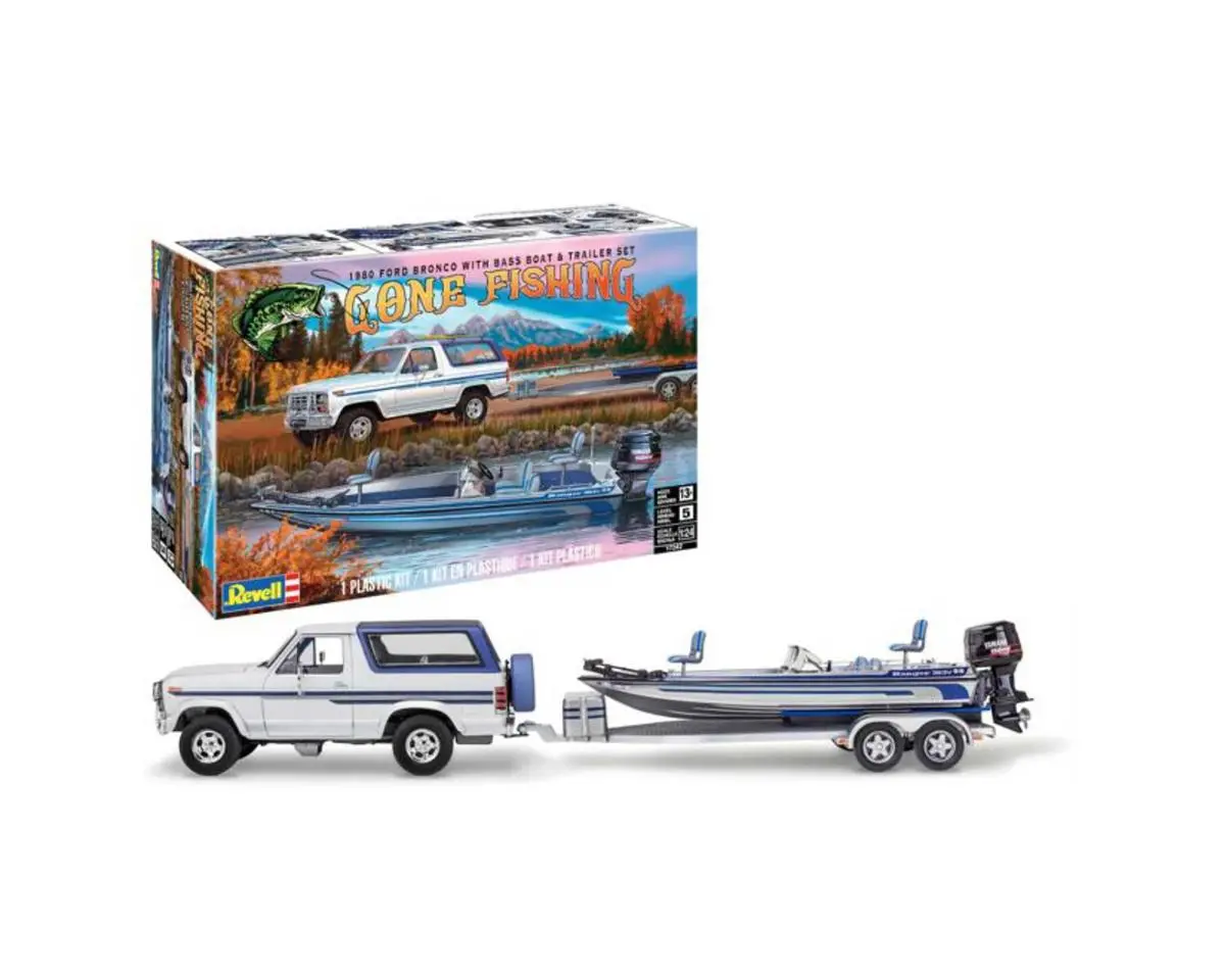 Revell 1/24 1980 Ford Bronco & Bass Boat W/Trailer Model Kit   (Rmx17242) 1