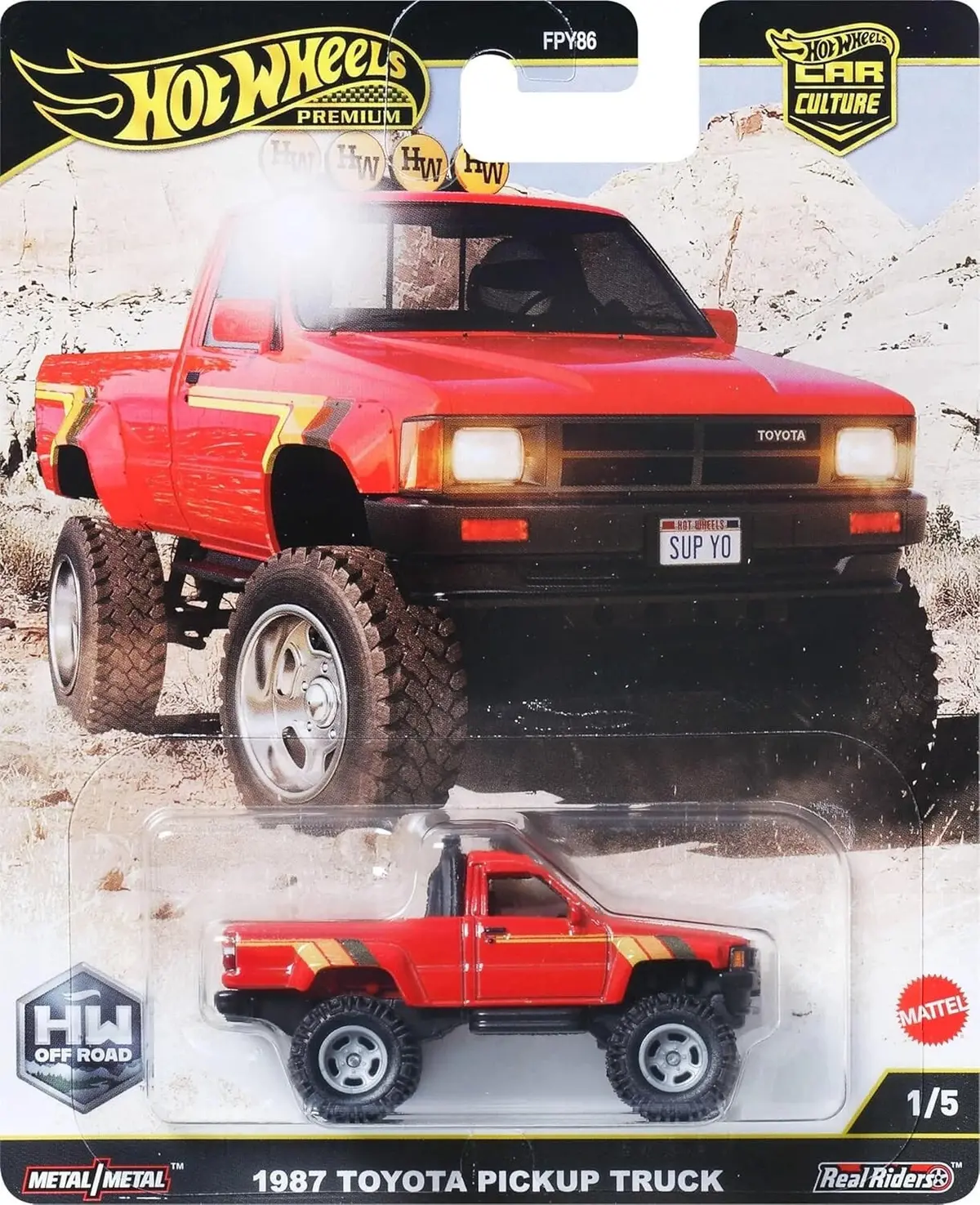 Hot Wheels 1987 Toyota Pickup Truck Red Jbk73 1/5 2025 Car Culture: Hw Off Road   (Mttfpy86-Jbk73) 1
