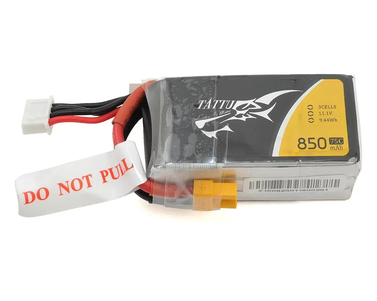 Tattu 3S Lipo Battery 75C (11.1V/850Mah) W/Xt-30 Connector   (Tat-75C-850-3S1p-Xt30) 1