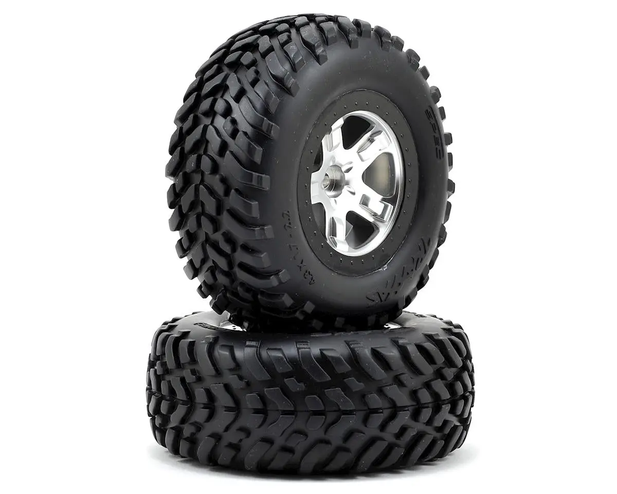 Traxxas 2.2/3.0 Tire W/Sct Front Wheel (2) (Satin Chrome) (Satin Chrome/Black) (Standard)    (Tra5875x) 1