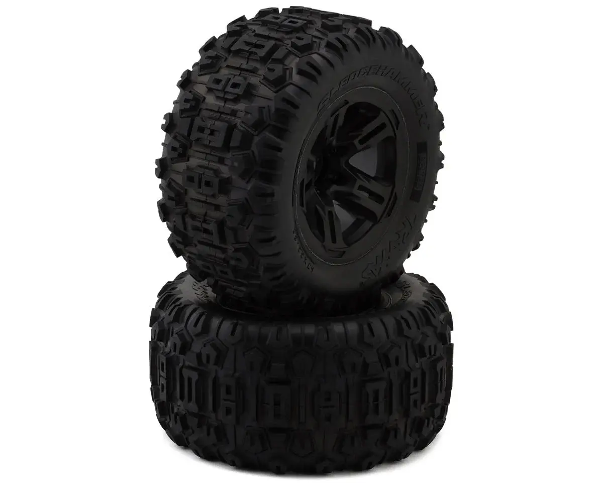 Traxxas Sledgehammer Belted 3.8" Pre-Mounted Monster Truck Tires (Black) (2) W/17Mm Splined Hex   (Tra9573) 1