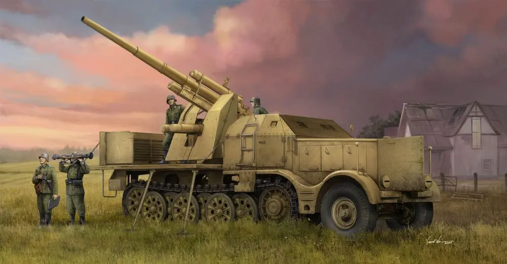 Trumpeter Models 1/35 Schwerer Zugkraftwagen 18-Ton Halftrack W/8.8Cm Flak Gun  (Tsm9577) 1